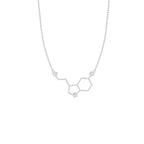 14K White Gold Dopamine Molecule Round Diamond Pendant — BACK
