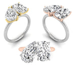 18K Pear Emerald Cut Diamond Ring — 3 COLOR
