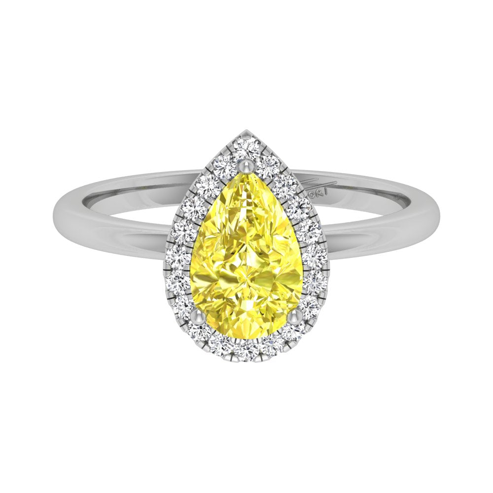 vimg:FJ1768|18K Halo Pear Diamond Engagement Ring — TOP