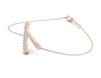 18K Rose Gold Alphabet Round Diamond Bracelet — 3D VIEW