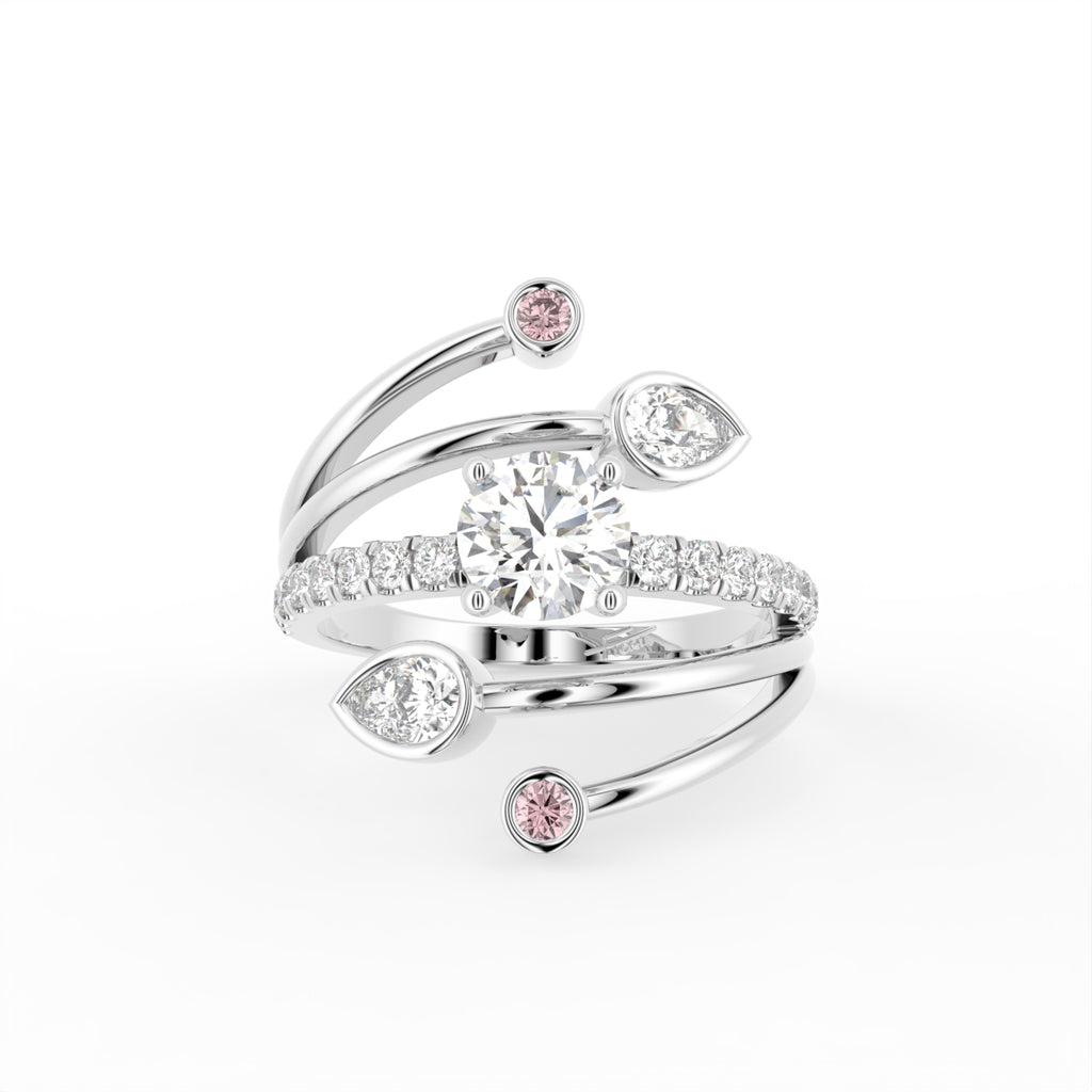 18K White Gold Round Diamond Ring — TOP