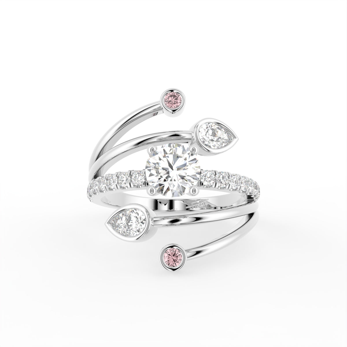 18K White Gold Round Diamond Ring — TOP