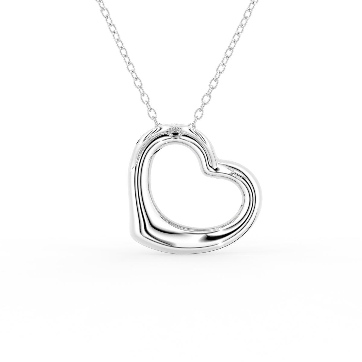 18K Heart Round Diamond Pendant — BACK