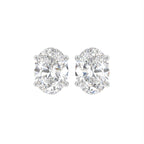 18K Oval Solitaire Diamond Earrings — TOP