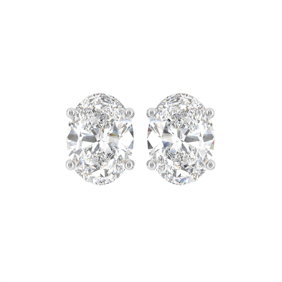 18K Oval Solitaire Diamond Earrings — TOP