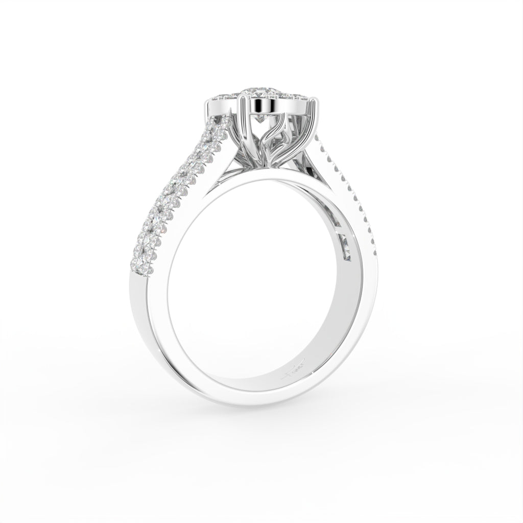 18K Halo Round Diamond Ring — 3D VIEW