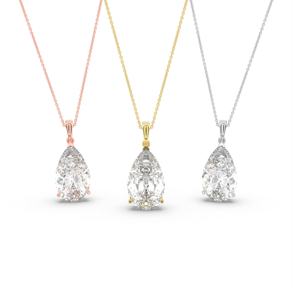 18K Pear Diamond Pendant — 3 COLOR
