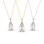 18K Pear Diamond Pendant — 3 COLOR