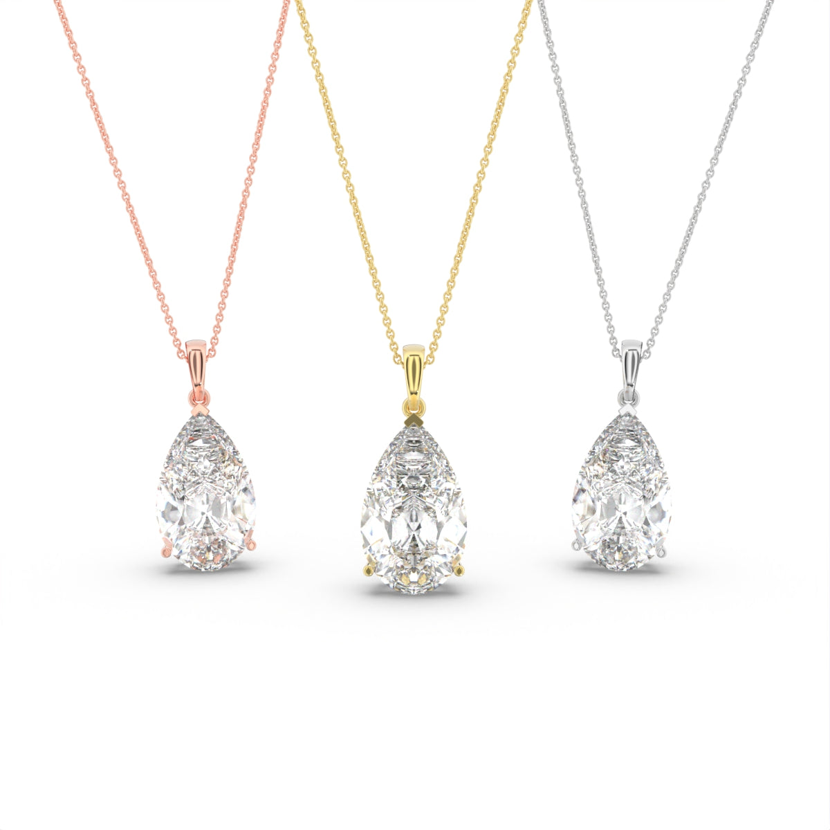 18K Pear Diamond Pendant — 3 COLOR