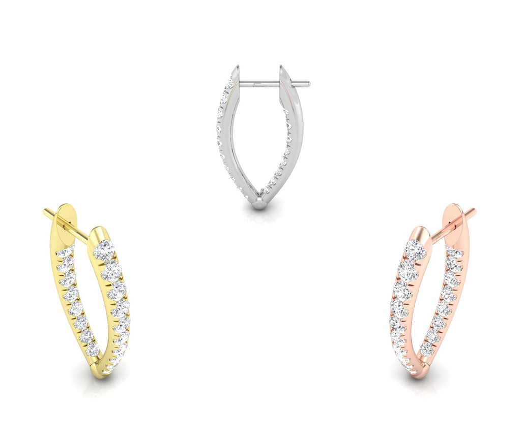 18K Pave Diamond Hoop Earrings — 3 COLOR