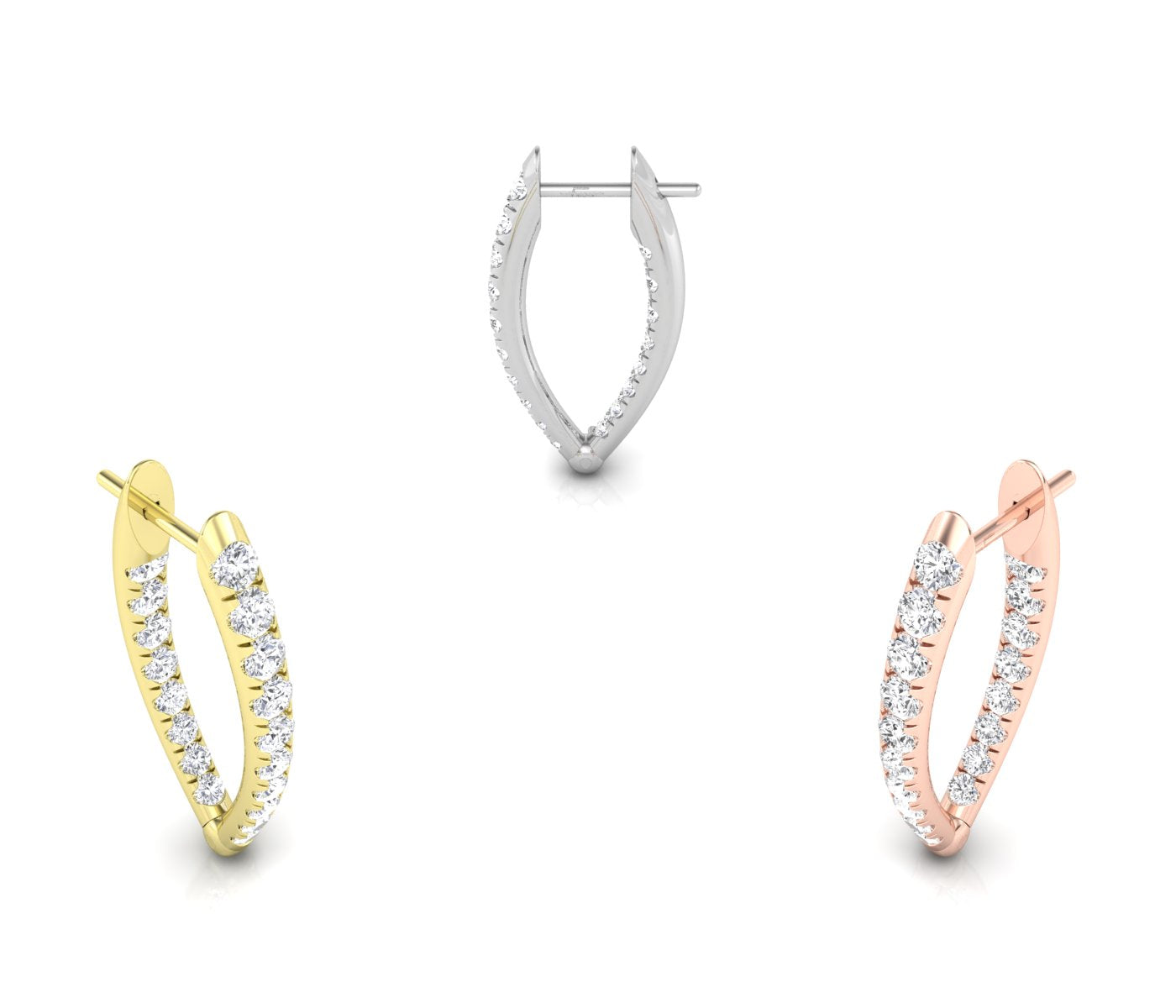 18K Pave Diamond Hoop Earrings — 3 COLOR
