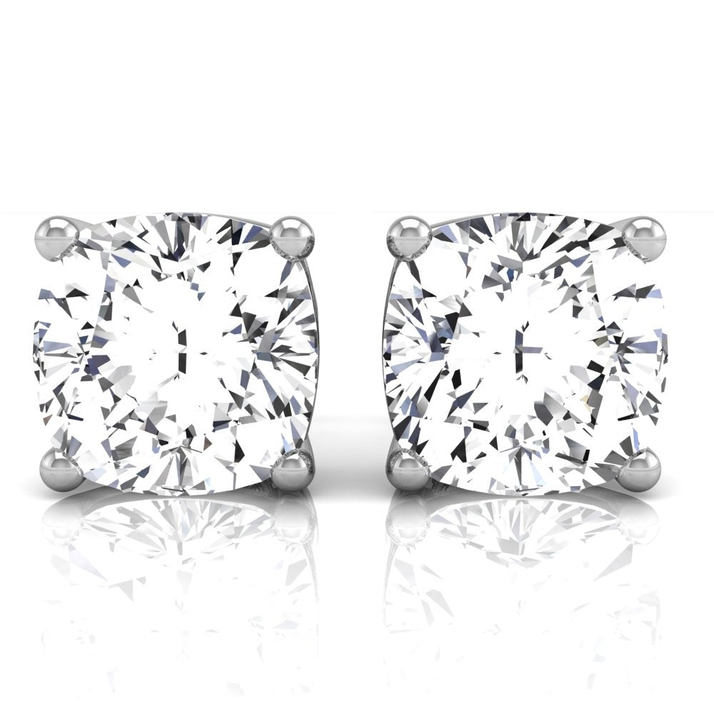 18K Solitaire Round Diamond Earrings — TOP