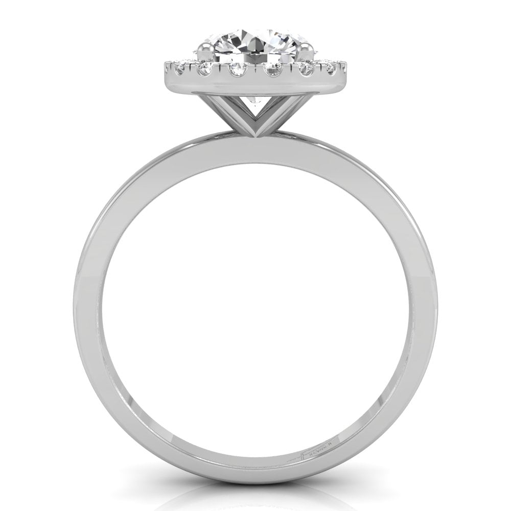18K Halo Round Diamond Ring — FRONT