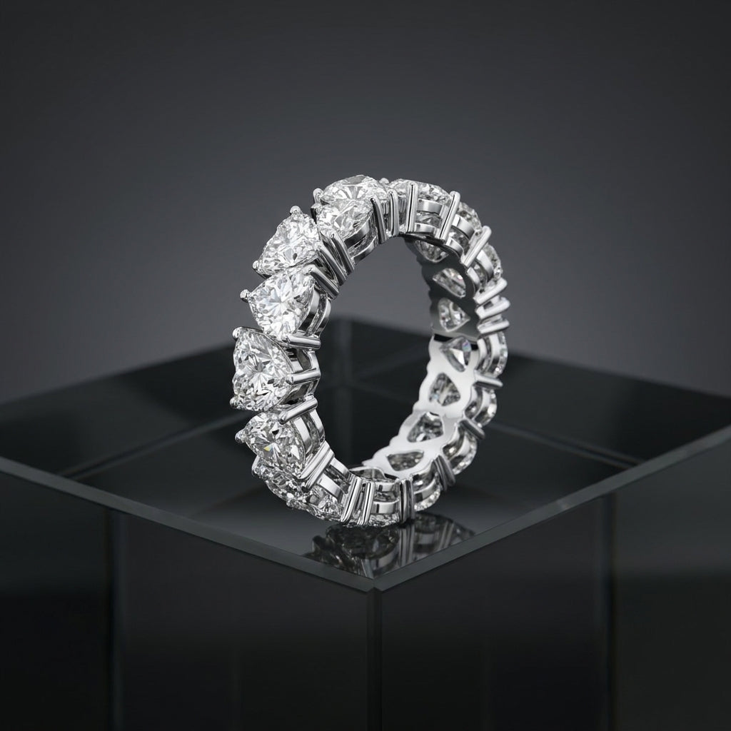 18K White Gold Eternity Heart Diamond Ring