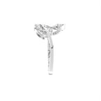 18K White Gold Leaf Round Diamond Ring — SIDE