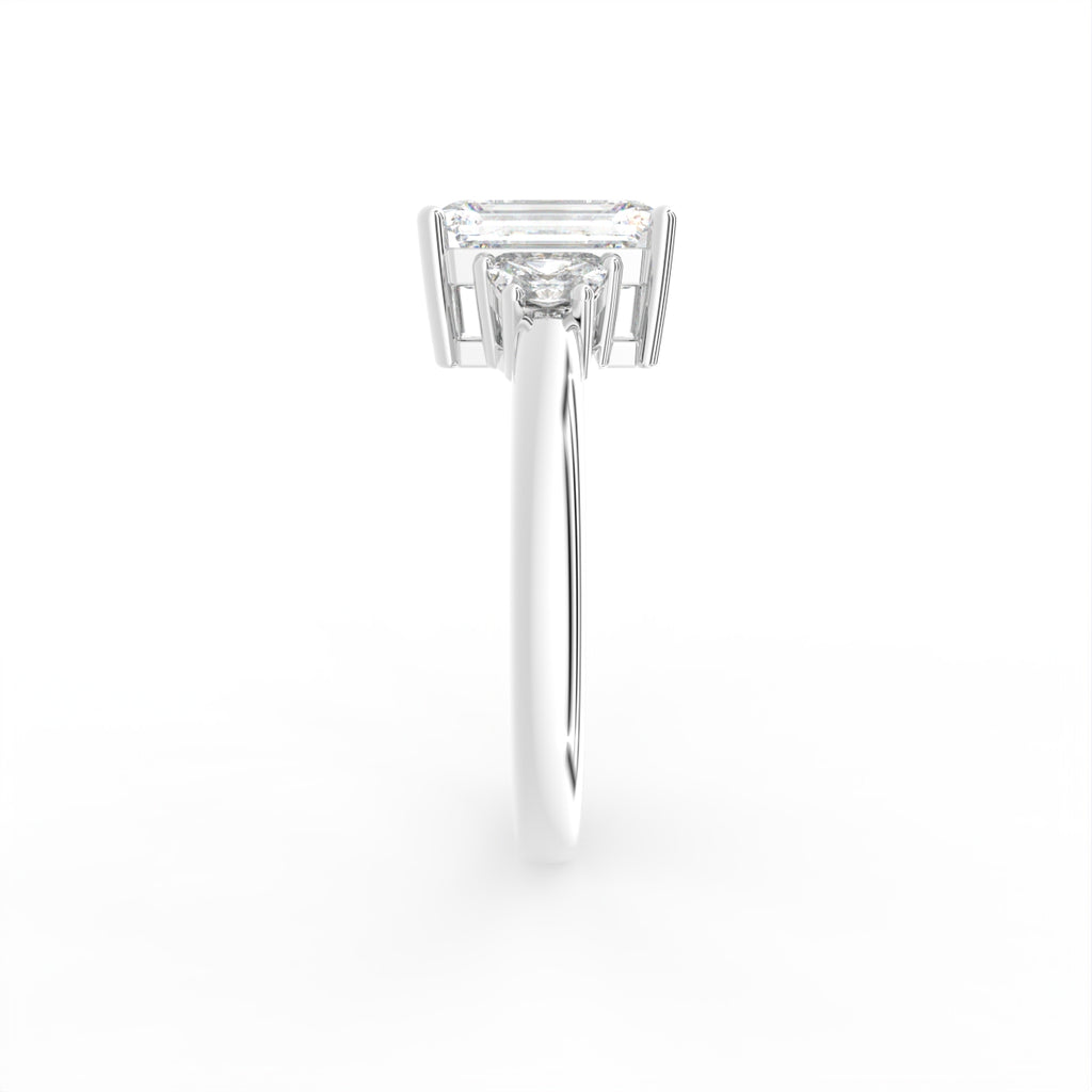 vimg:Z00297|18K Trilogy Emerald-Cut Diamond Ring — SIDE
