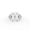 18K Yellow Gold Trilogy Emerald Diamond Engagement Ring — TOP