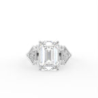 18K Yellow Gold Trilogy Emerald Diamond Engagement Ring — TOP