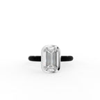 18K White Gold Solitaire Emerald Diamond Ring — TOP