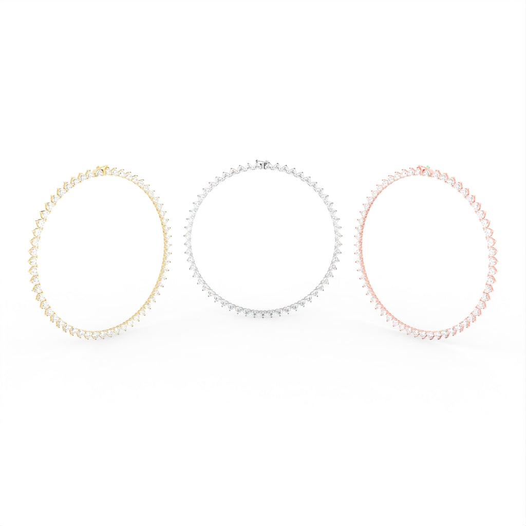 Sterling Silver Diamond Necklace — 3 COLOR