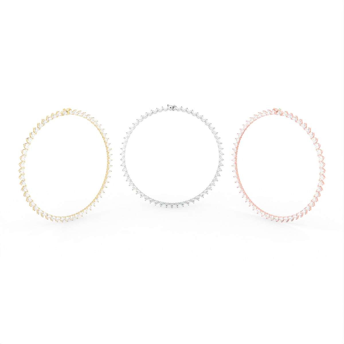 Sterling Silver Diamond Necklace — 3 COLOR