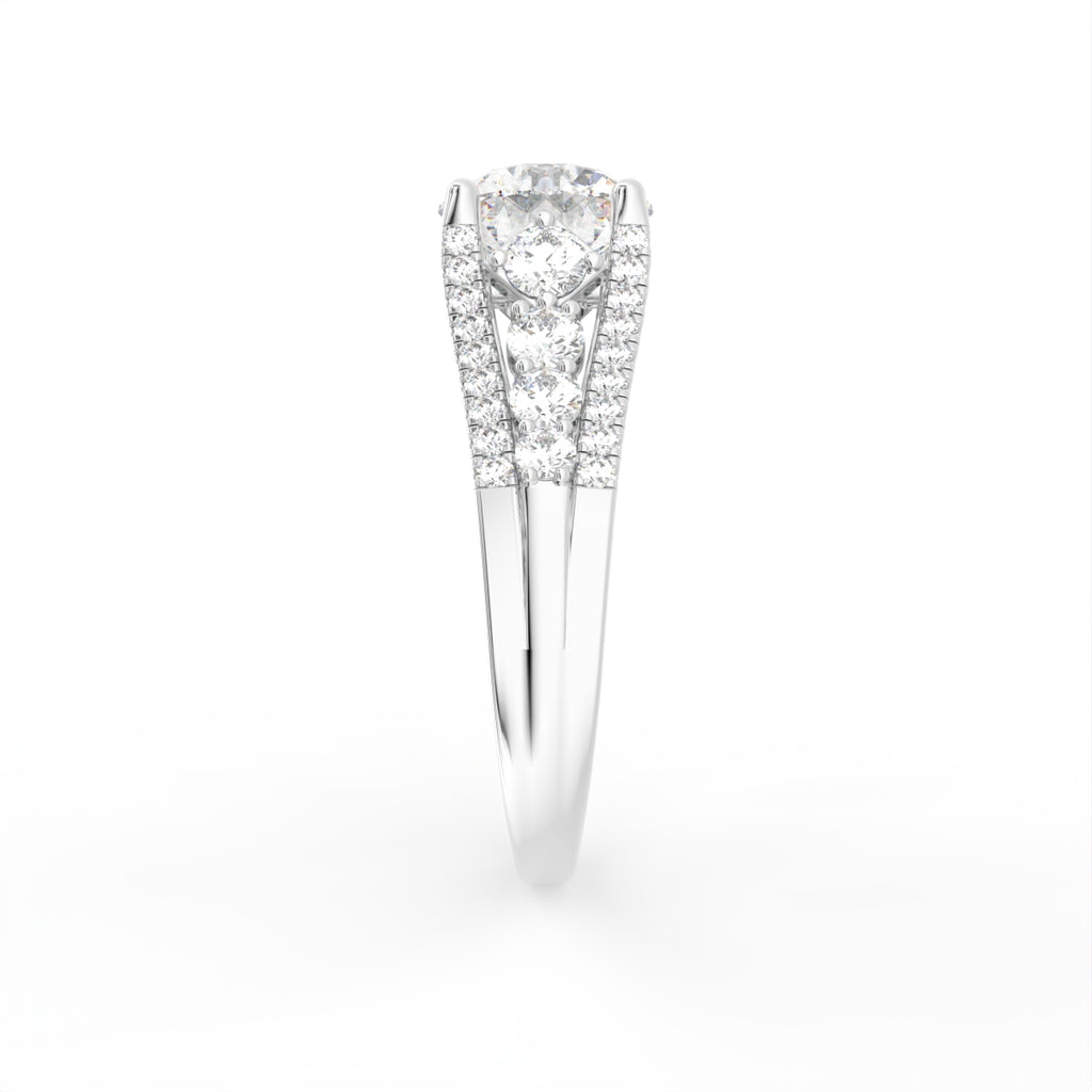 18K Shoulder Set Diamond Ring — SIDE