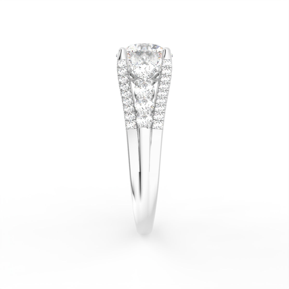 18K Shoulder Set Diamond Ring — SIDE