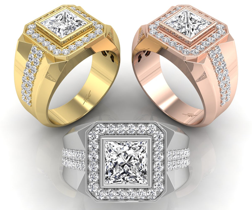 18K Bespoke Princess Diamond Ring — 3 COLOR