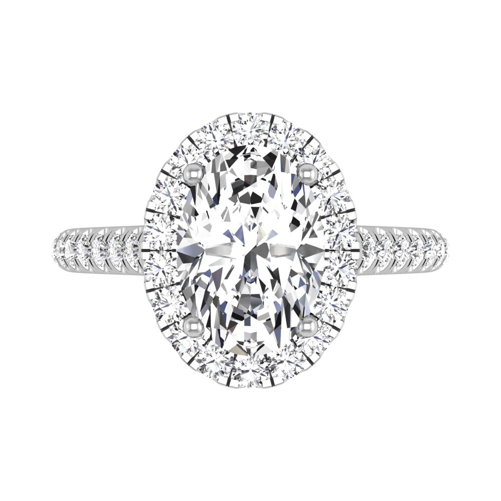 18K Halo Oval Diamond Ring — TOP