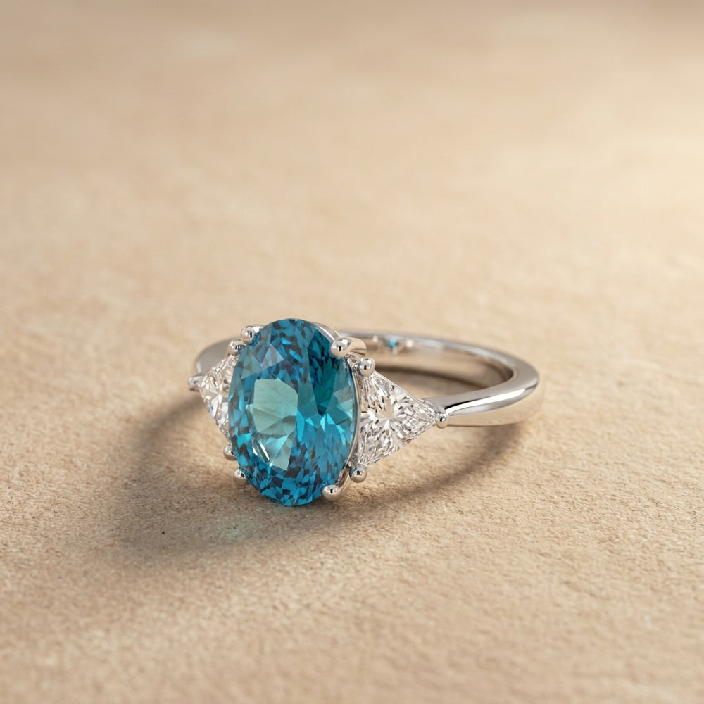 18K Trilogy Oval Diamond Ring