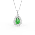 18K Halo Pear Diamond Pendant — FRONT