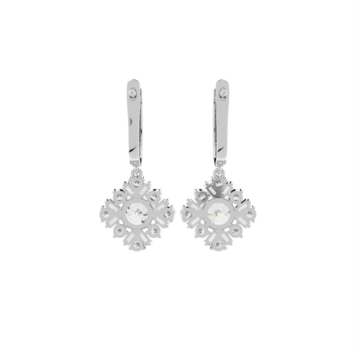 18K Drop Diamond Earrings — BACK