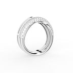 18K Yellow Gold Round Diamond Band Ring — 3D VIEW