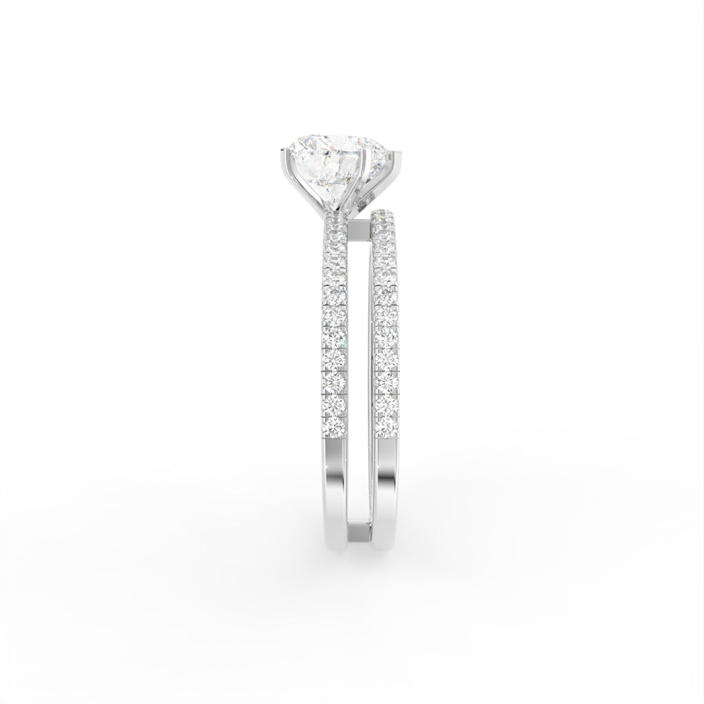 18K Heart Diamond Engagement Ring — SIDE