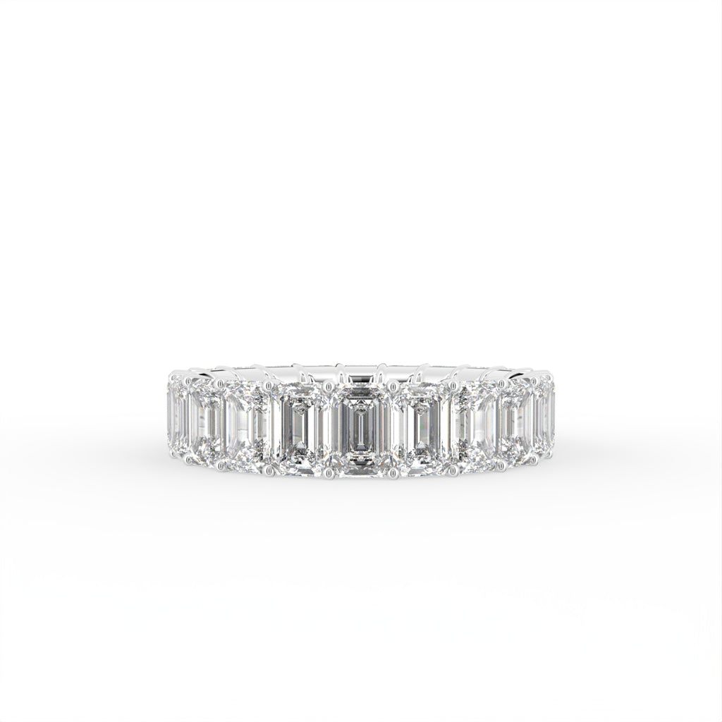 14K White Gold Eternity Emerald Diamond Ring — TOP