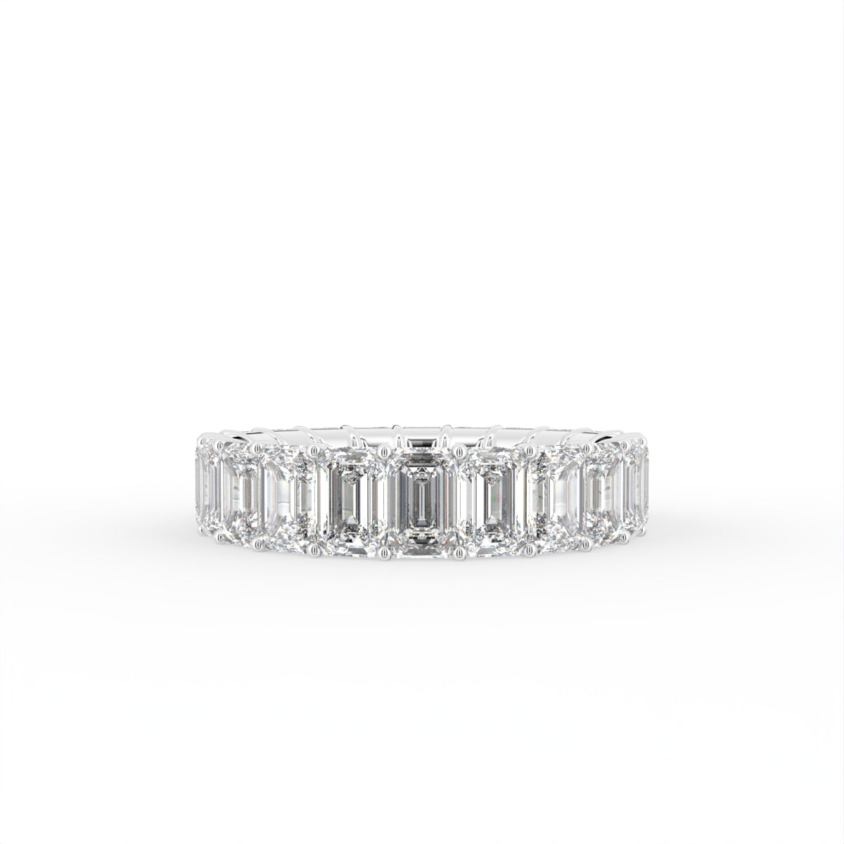 14K White Gold Eternity Emerald Diamond Ring — TOP