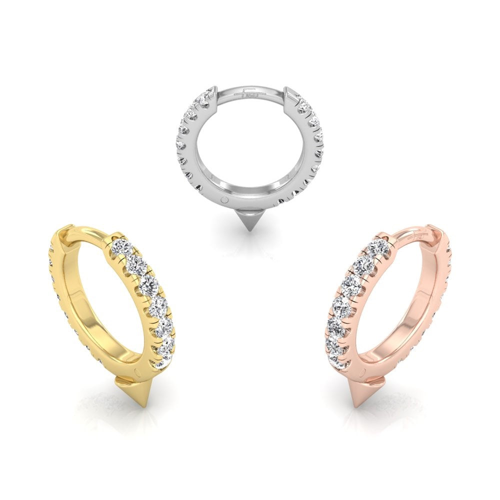 18K Hoop Diamond Earrings — 3 COLOR