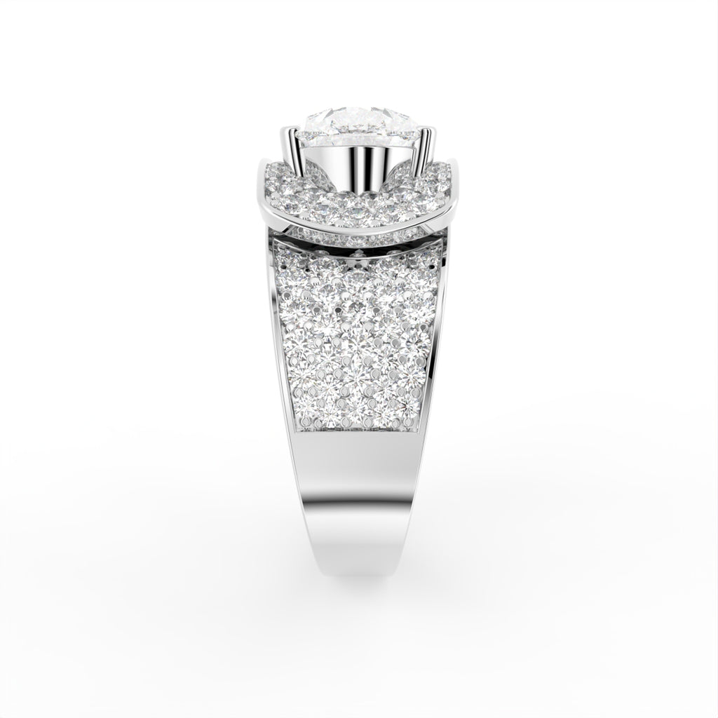 vimg:Z00118|18K White Gold Bespoke Pear Diamond Ring — SIDE