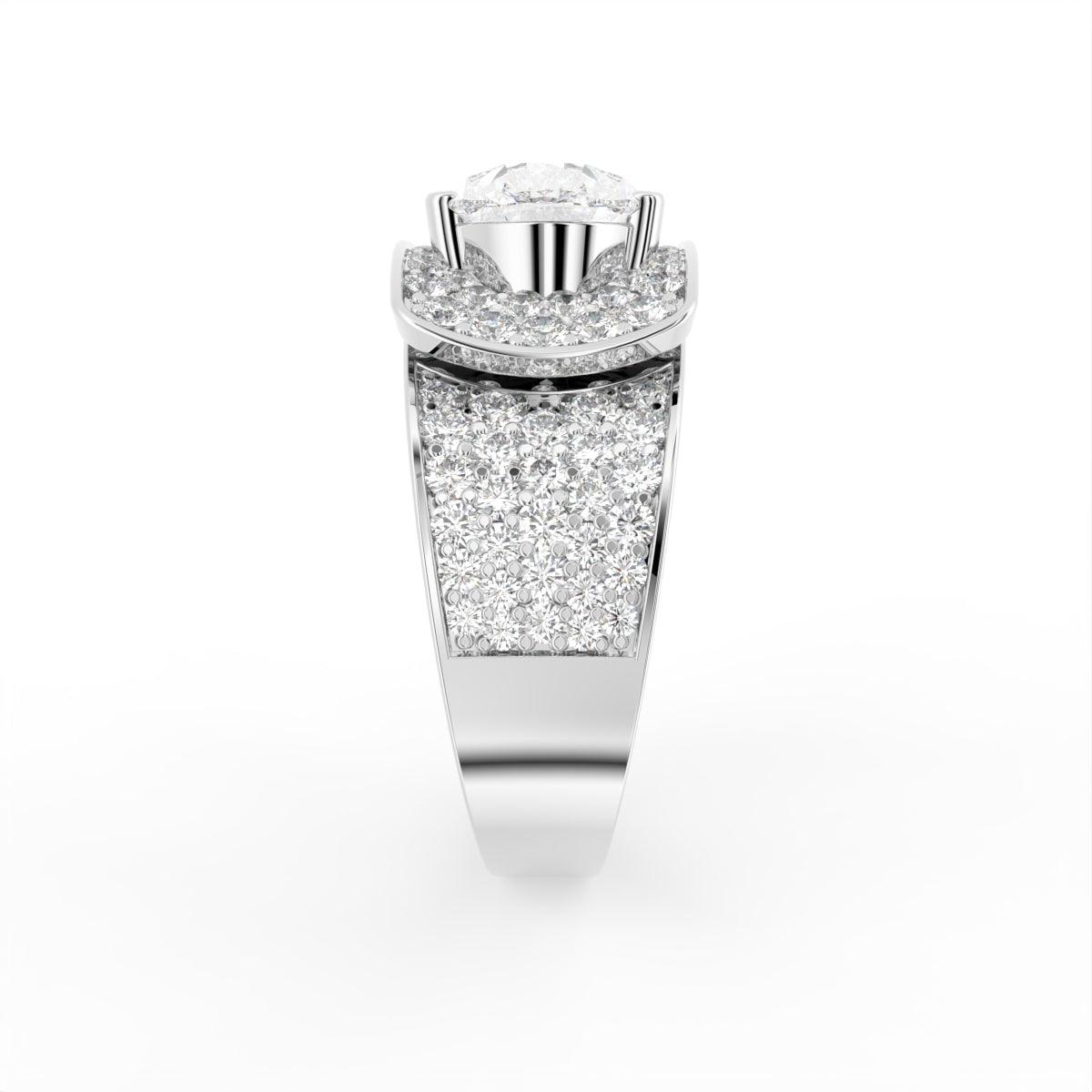 vimg:Z00118|18K White Gold Bespoke Pear Diamond Ring — SIDE