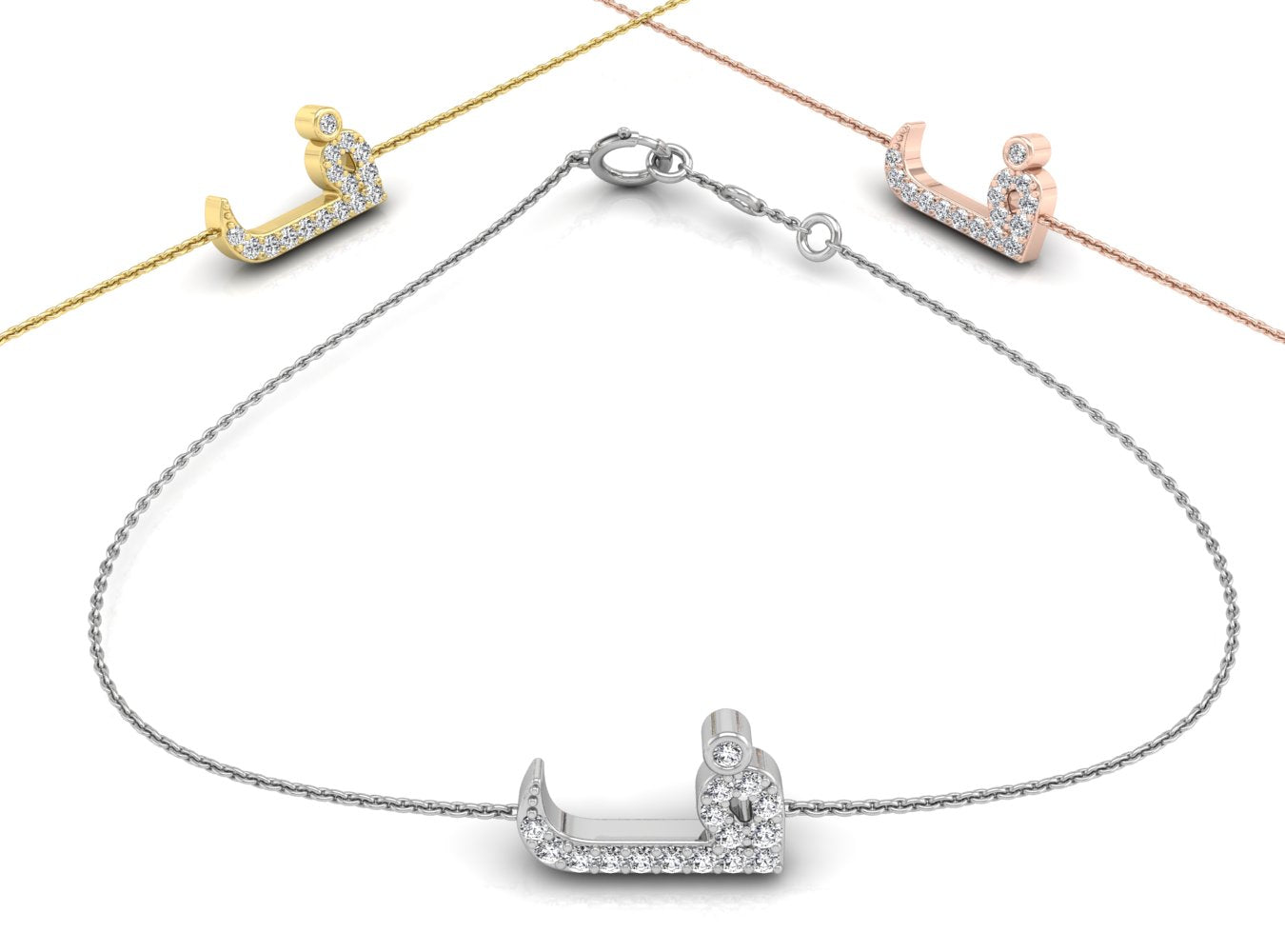 18K Arabic Alphabet Diamond Bracelet — 3 COLOR