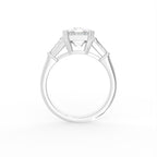18K Trilogy Emerald-Cut Diamond Ring — FRONT