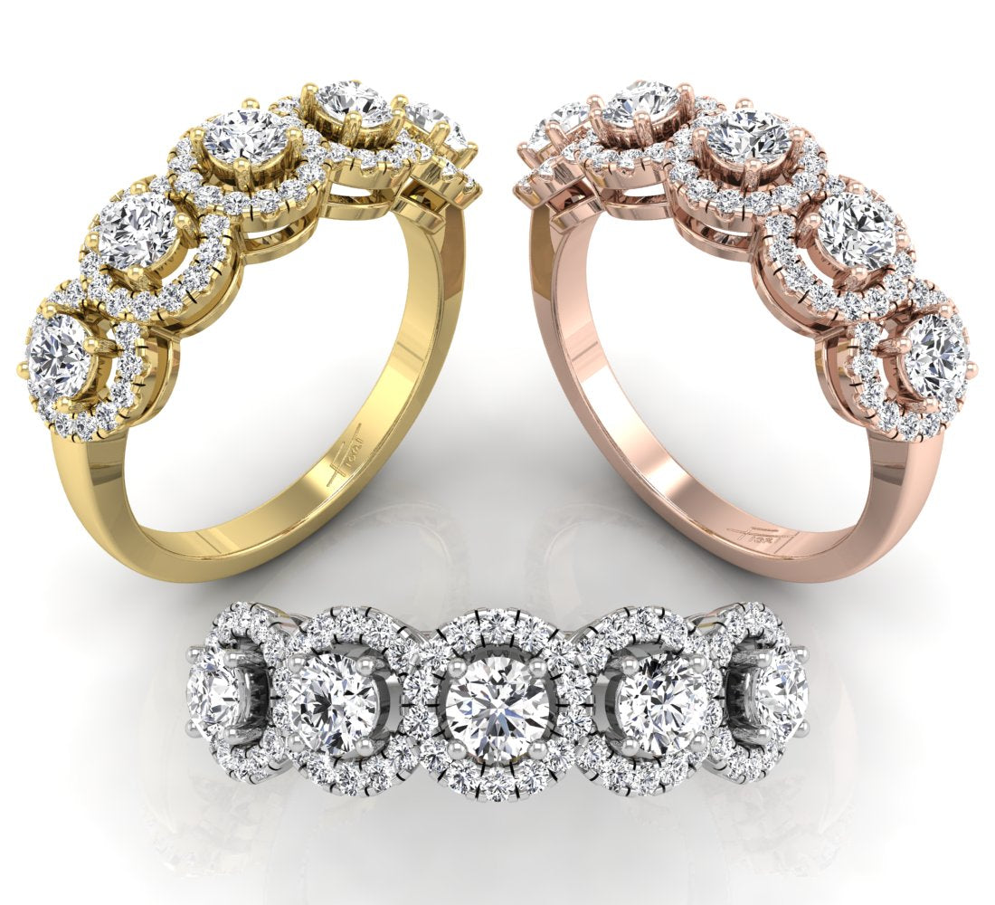 18K Halo Round Diamond Ring — 3 COLOR