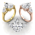 18K Trilogy Pear Diamond Engagement Ring — 3 COLOR