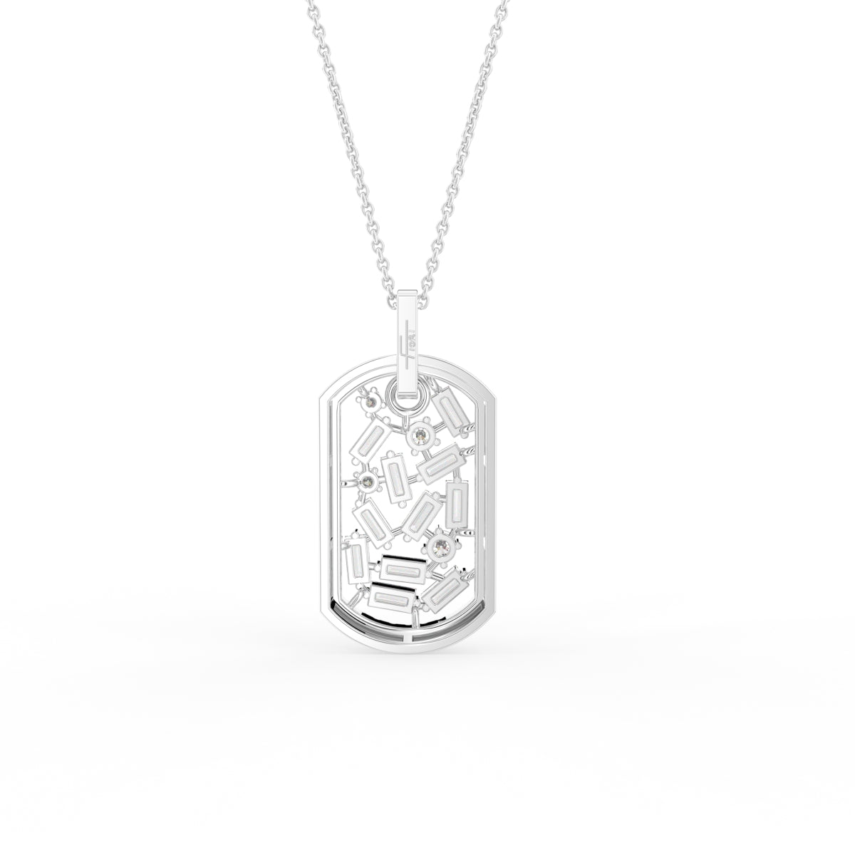 18K Dog Tag Diamond Pendant — BACK
