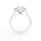 18K White Gold Halo Emerald Diamond Engagement Ring — FRONT