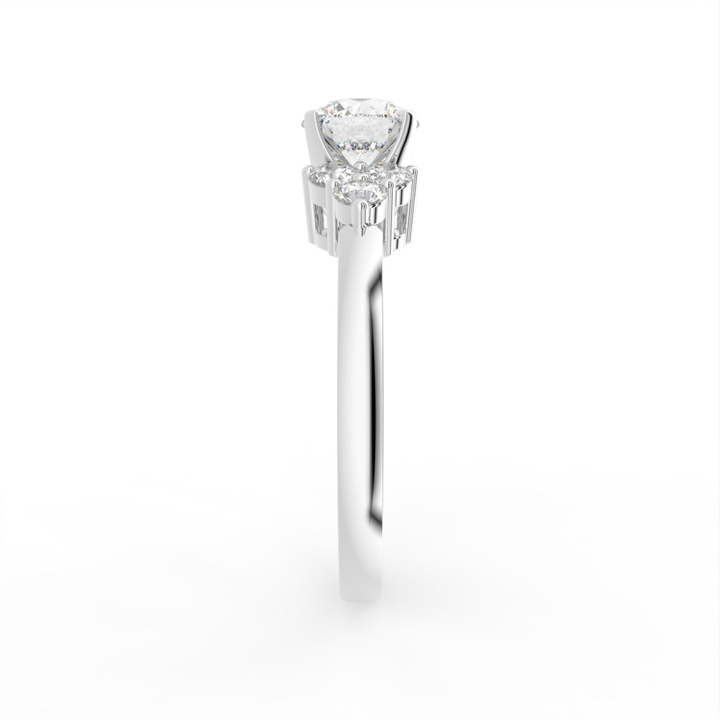 18K Solitaire Round Diamond Engagement Ring — SIDE
