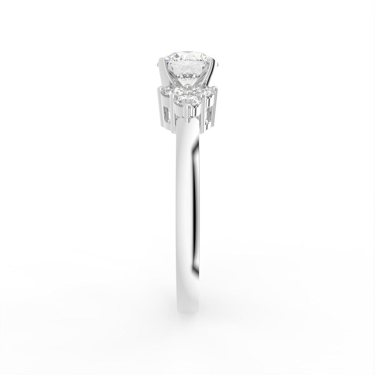 18K Solitaire Round Diamond Engagement Ring — SIDE