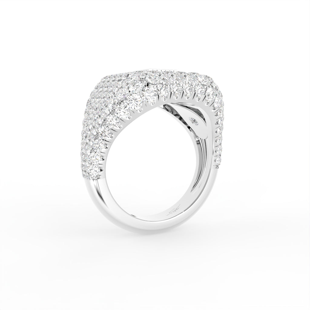 18K Bespoke Baguette Pavé Diamond Ring — 3D VIEW