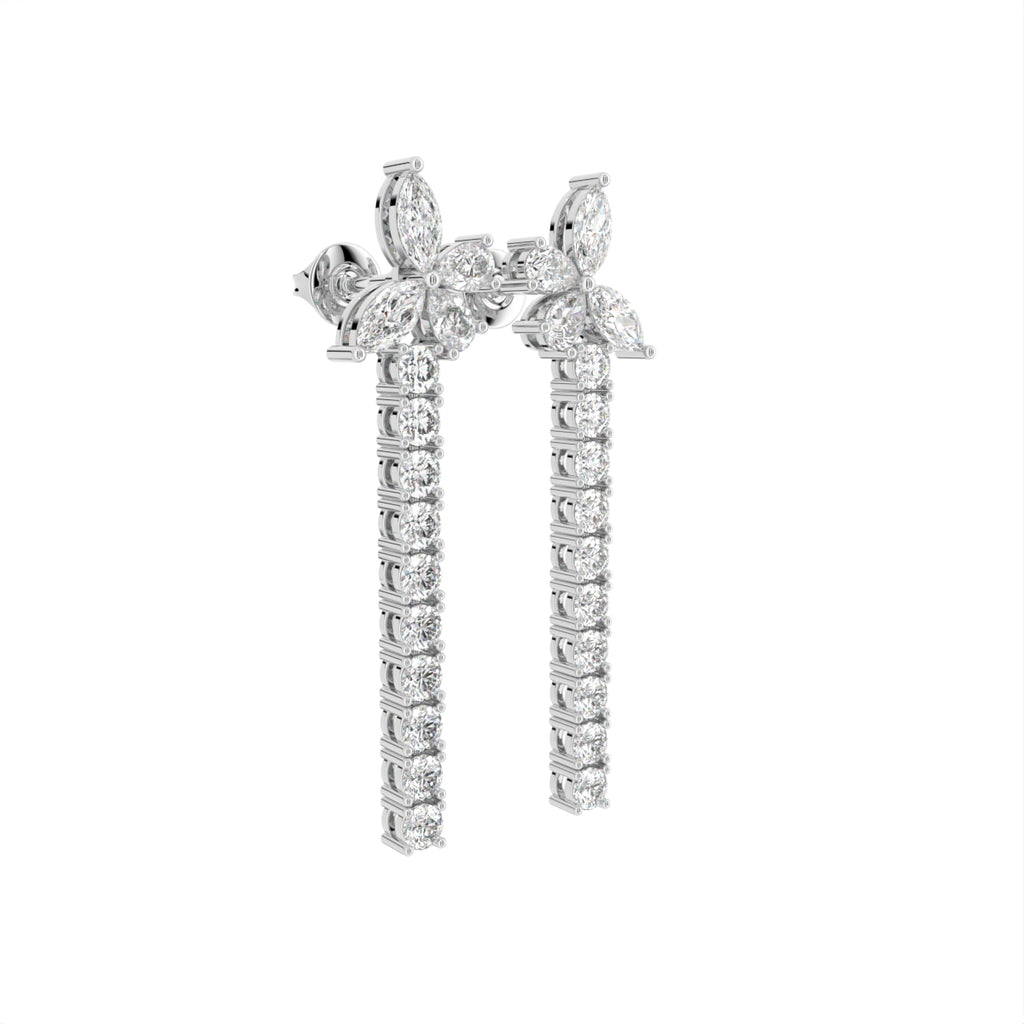 18K Butterfly Diamond Drop Earrings — 3D VIEW