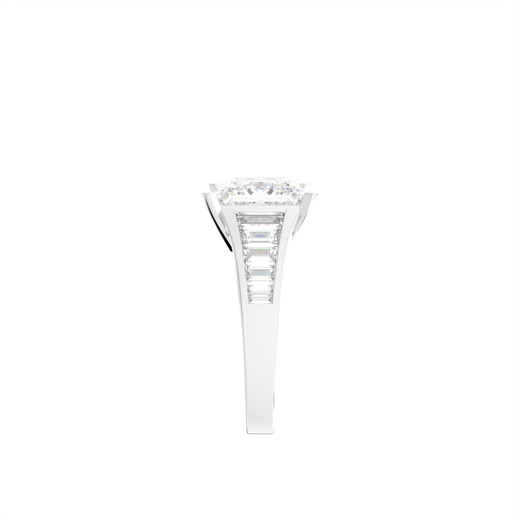 18K White Gold Cushion Diamond Ring — SIDE
